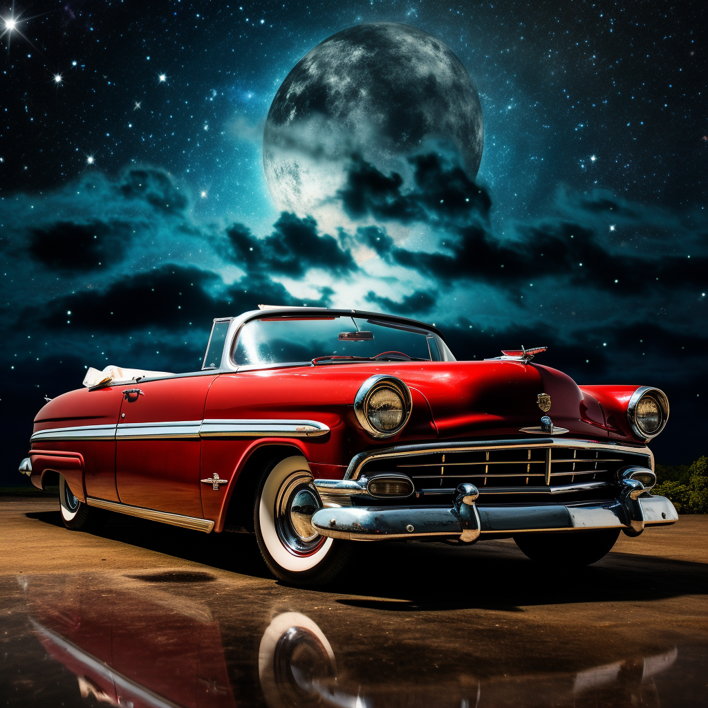 Classic Convertible Car Under Starry Sky