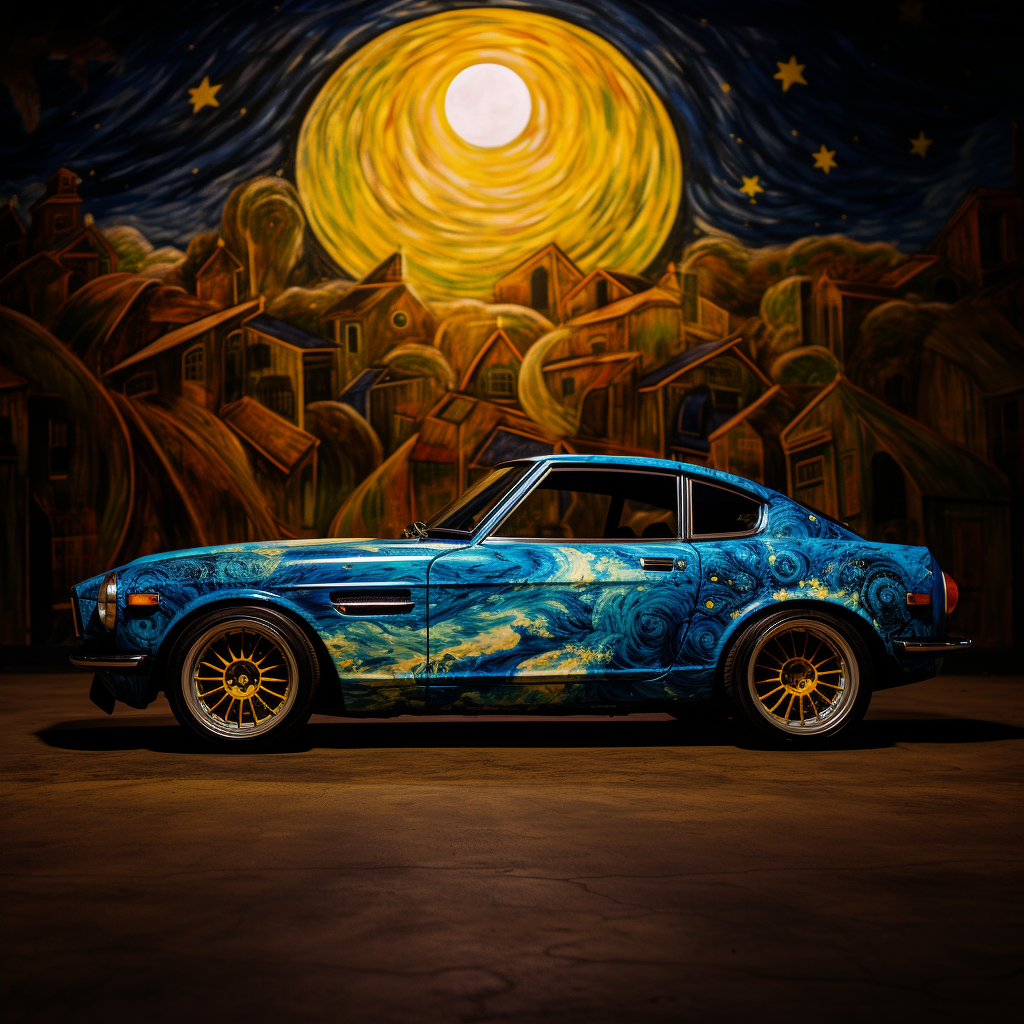 Classic Datsun Z Car painted by Van Gogh