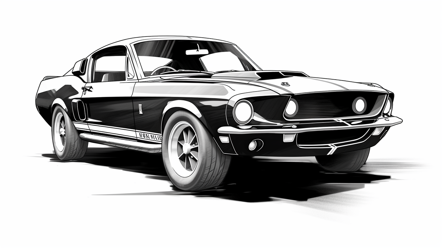 Sketch of classic Ford Mustang car