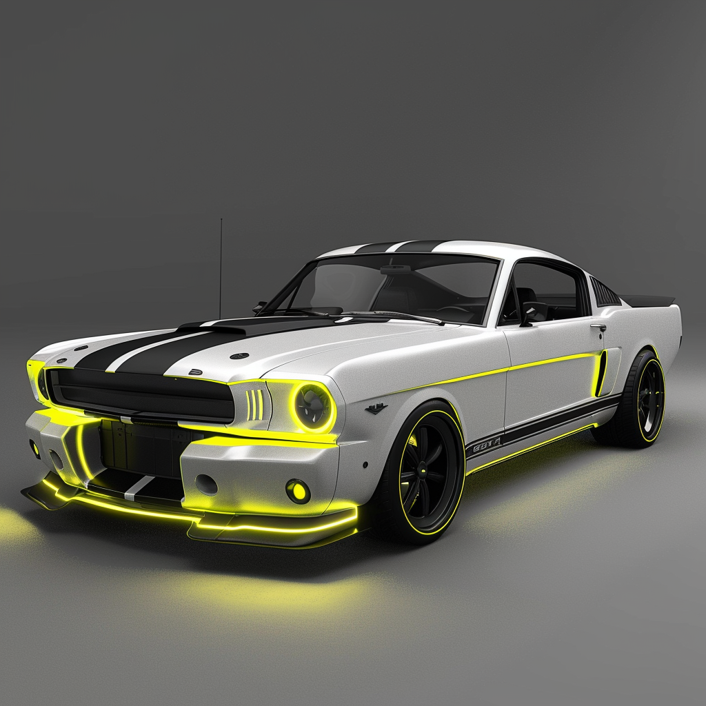 Ford Mustang White Black Stripes