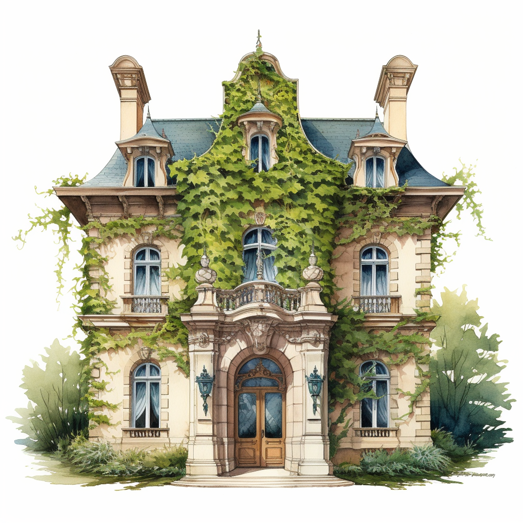 Classic French Chateau Covered in Vines