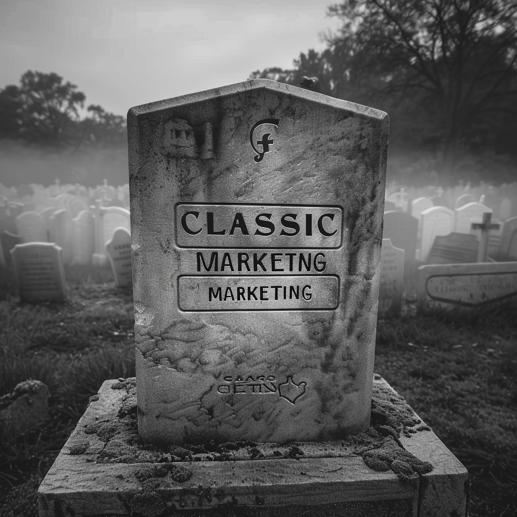 Graveyard with Classic Marketing Social Media Gravestone