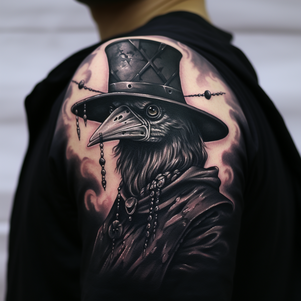 Plague doctor raven tattoo design