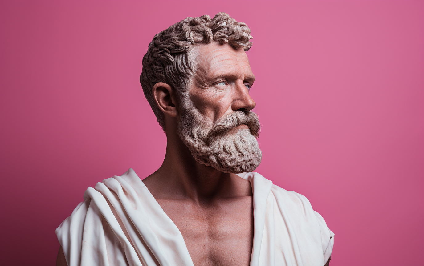 Statue of a stoic man in marble