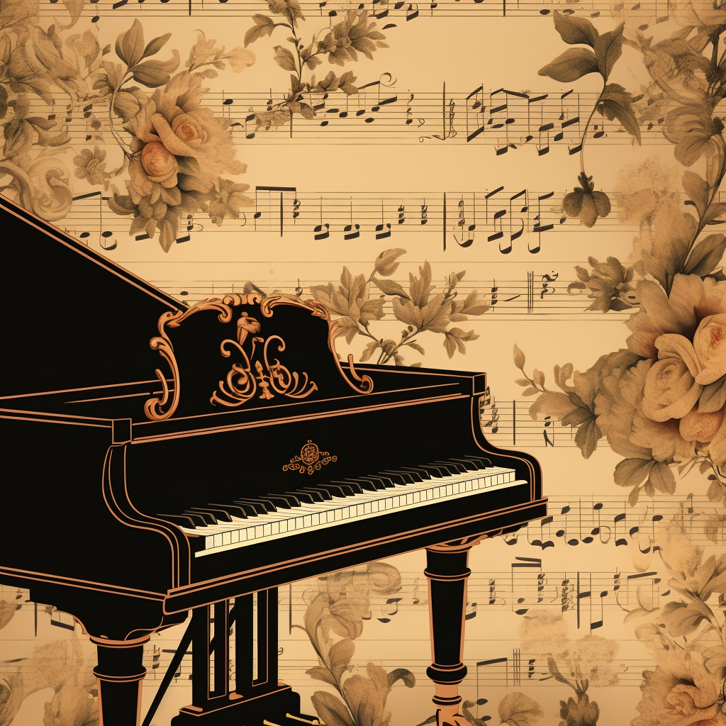 Beautiful romantic pattern on a piano