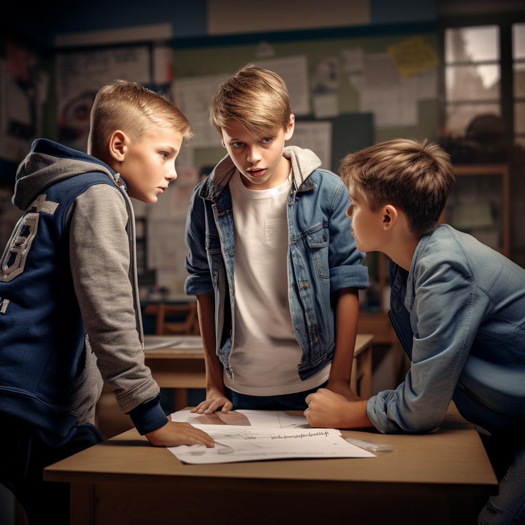 Children talking in a classroom