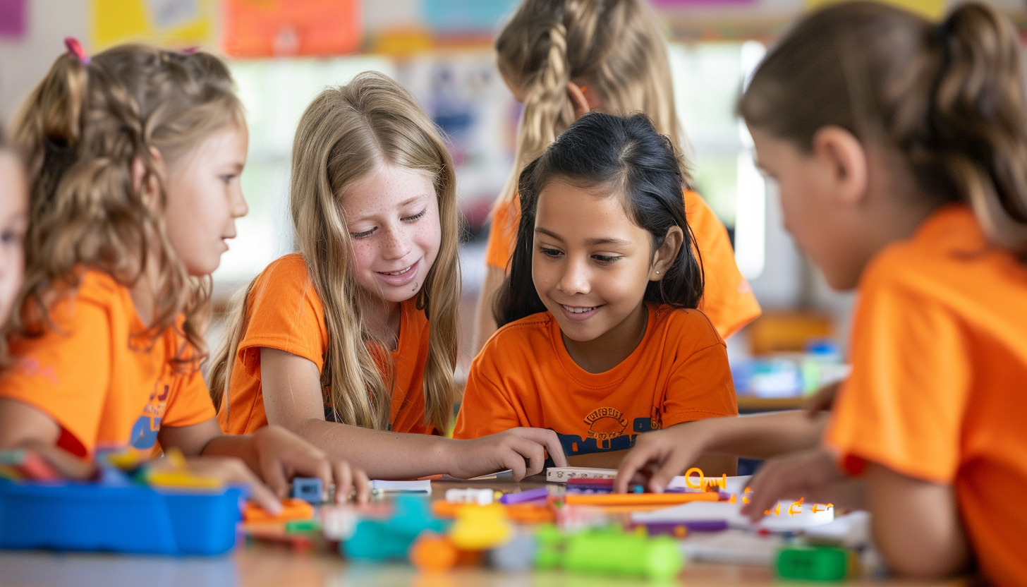 classroom filled with young students learning American Sign Language