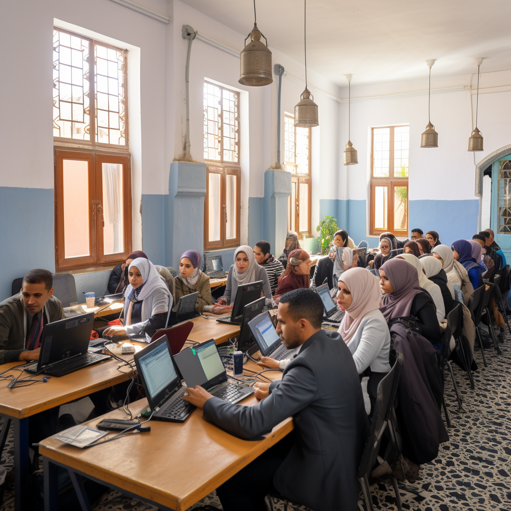 Classroom training on technology in Fes, Morocco