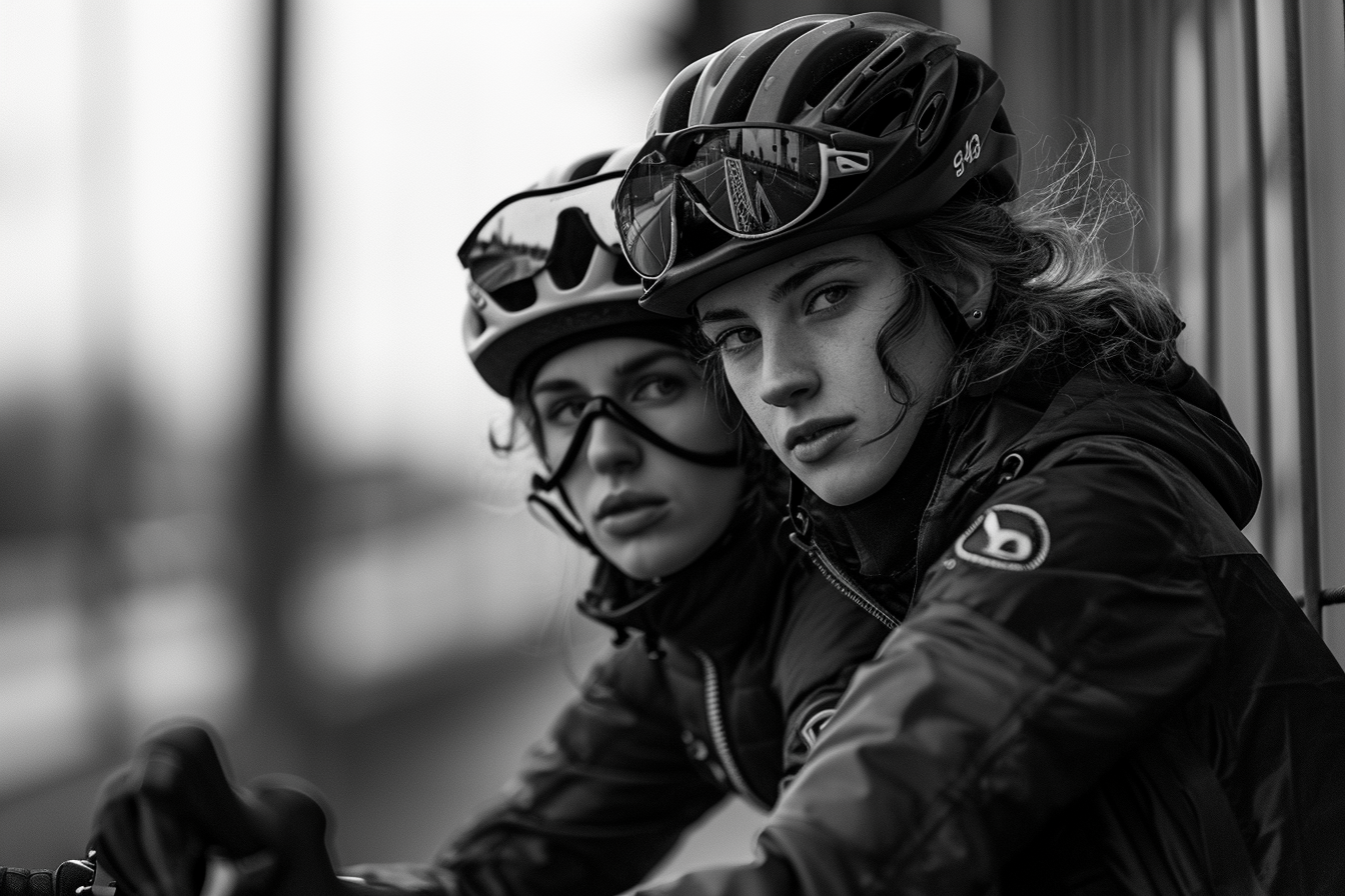 Attractive young couple in trendy bike attire