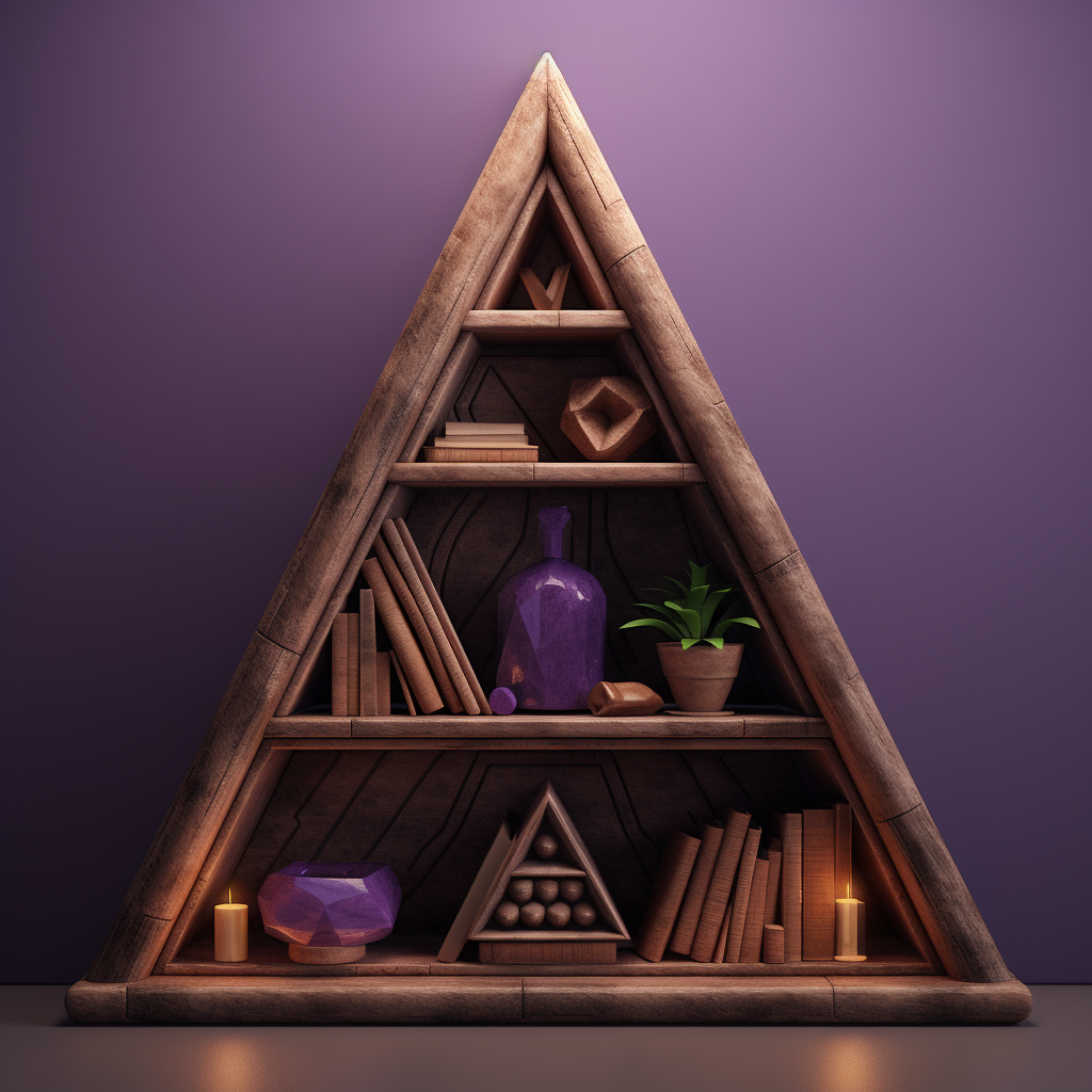 Colorful Isosceles Triangle on Bookshelf