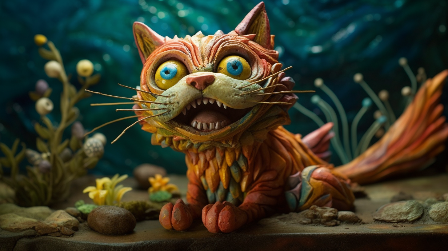 Expressive clay cat with amazing details