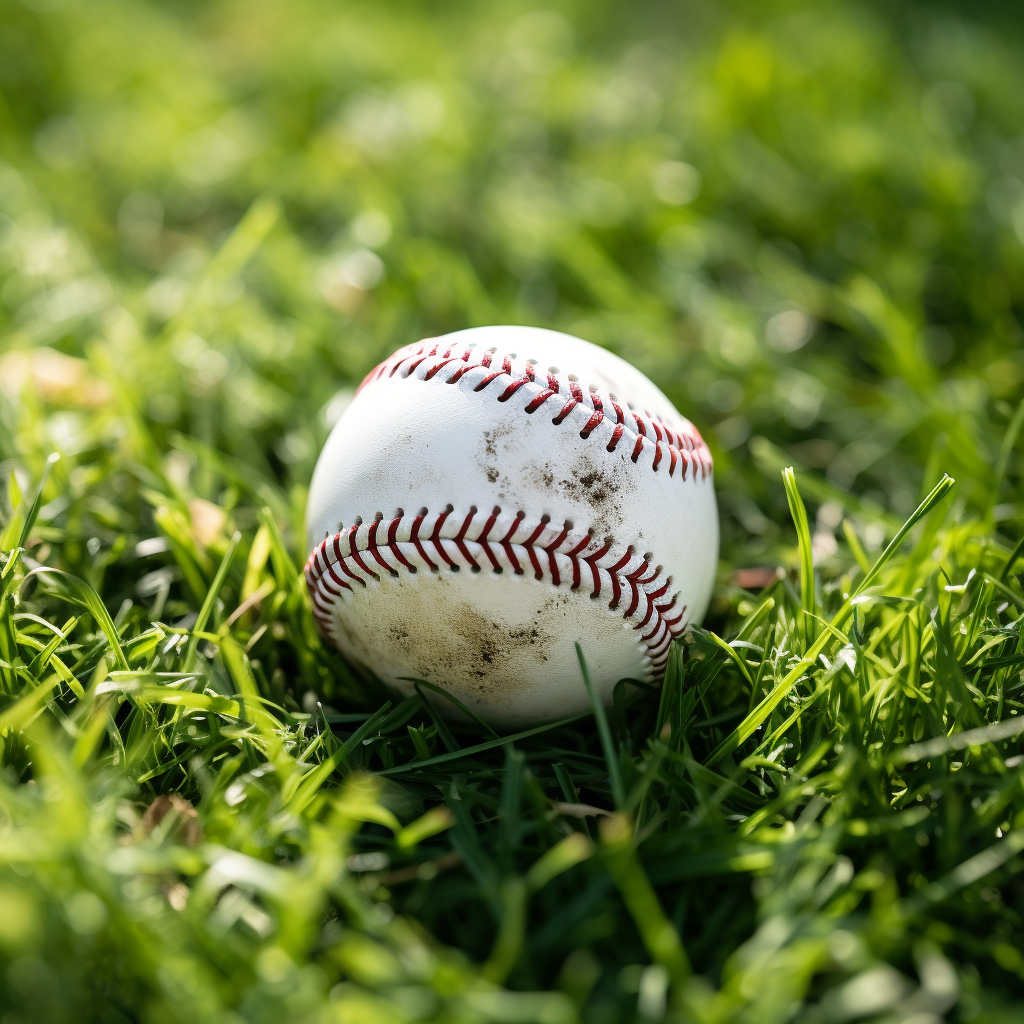 Baseball on Green Grass