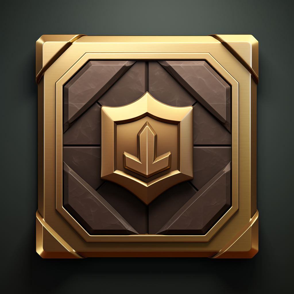 Clean emblem square game icon metallic bronzed texture