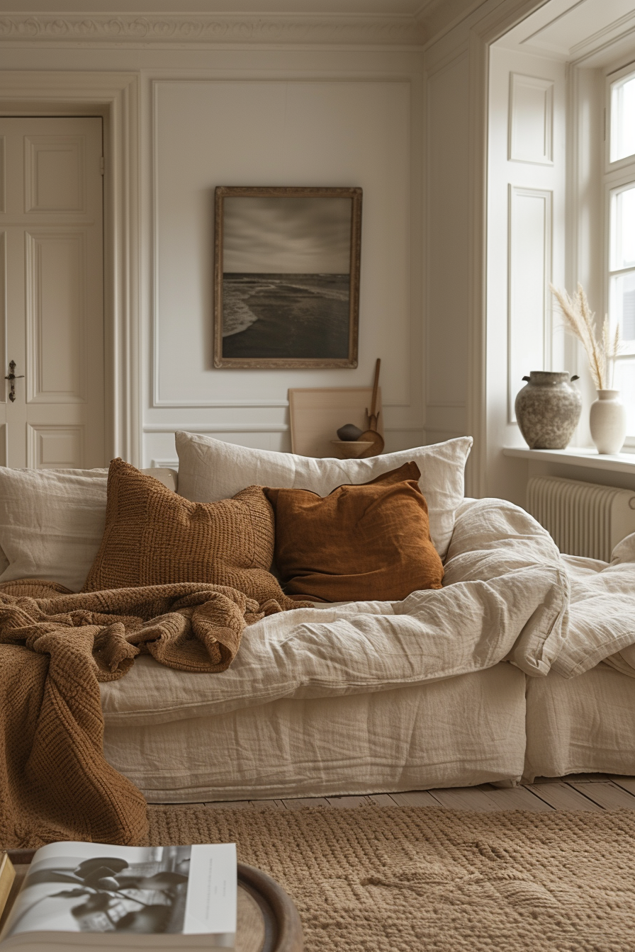 European living room with small black and white painting