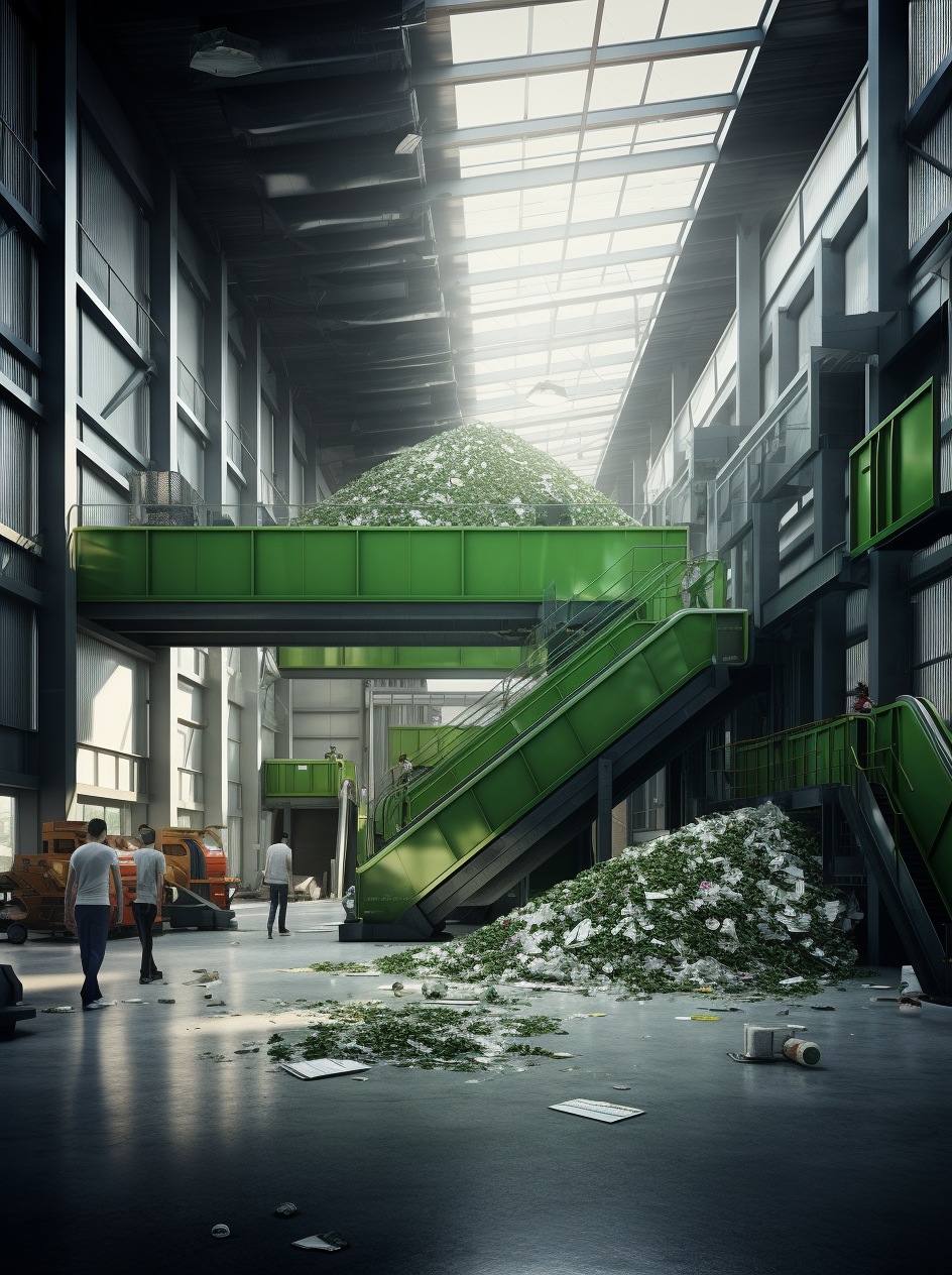 Clean recycling facility converting waste to reusable materials