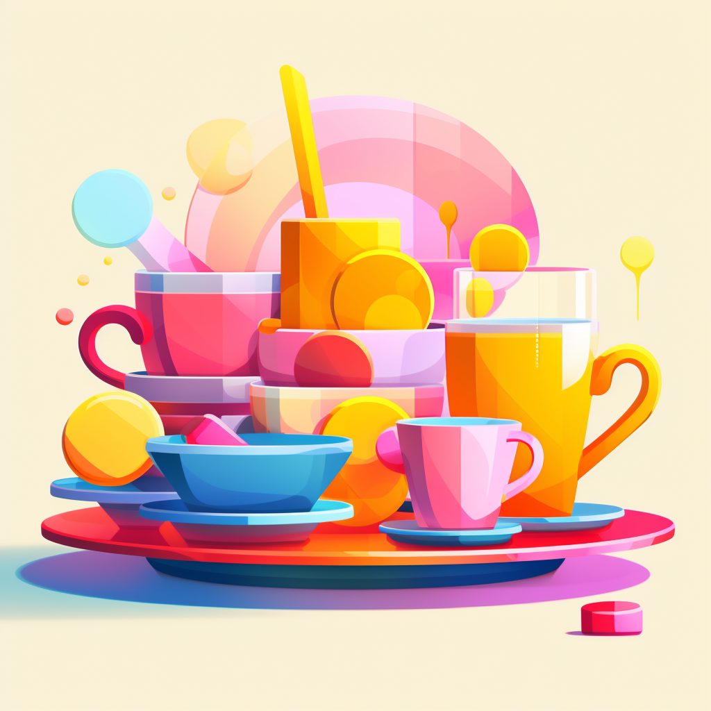 Colorful tableware with clear lines