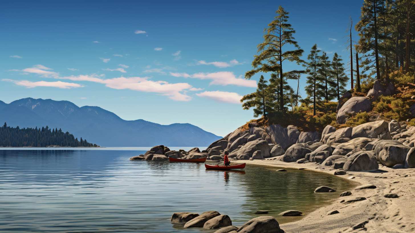 Man and woman preparing kayak on clear beach