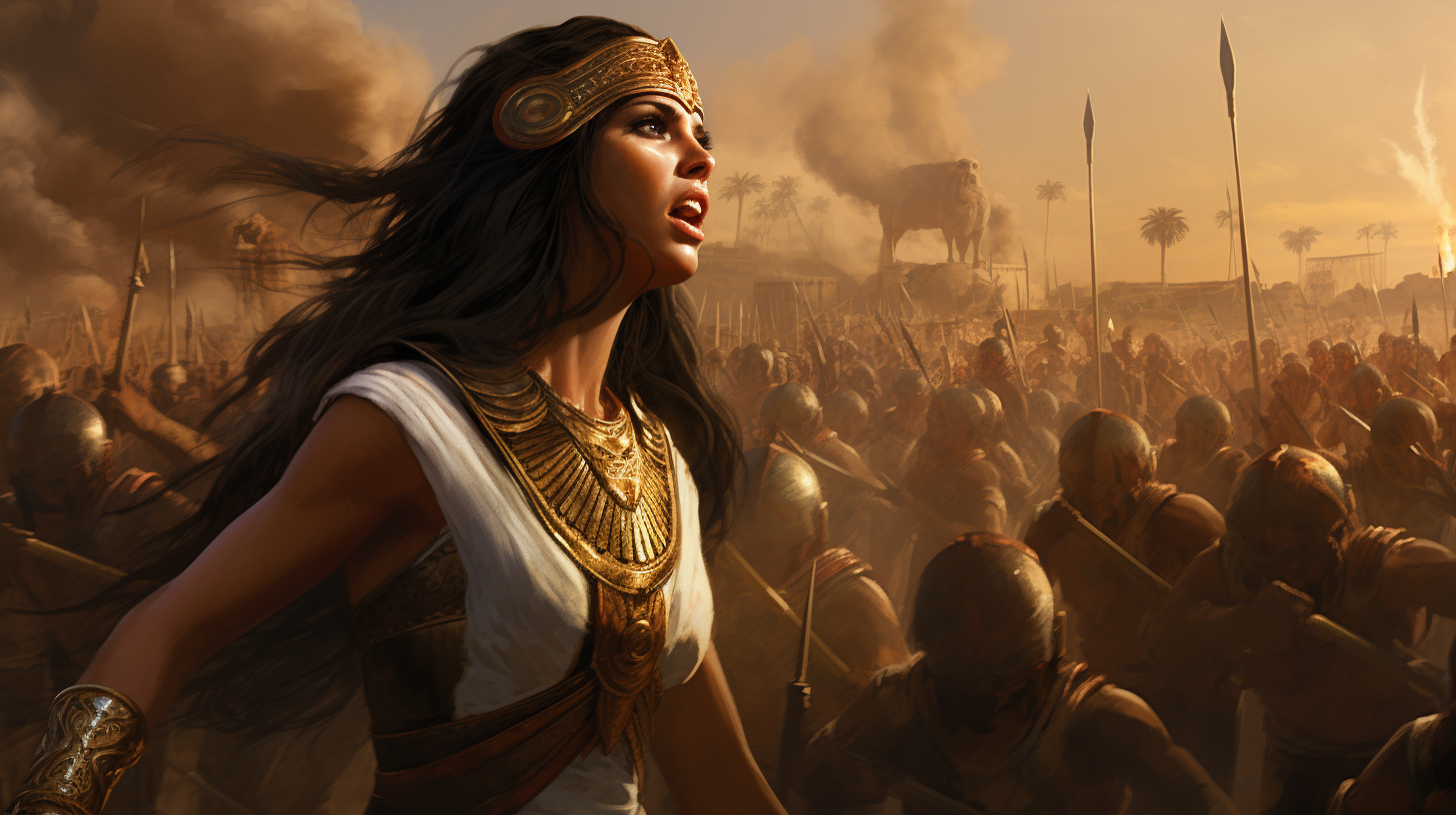 Cleopatra dragged to face the pharaoh