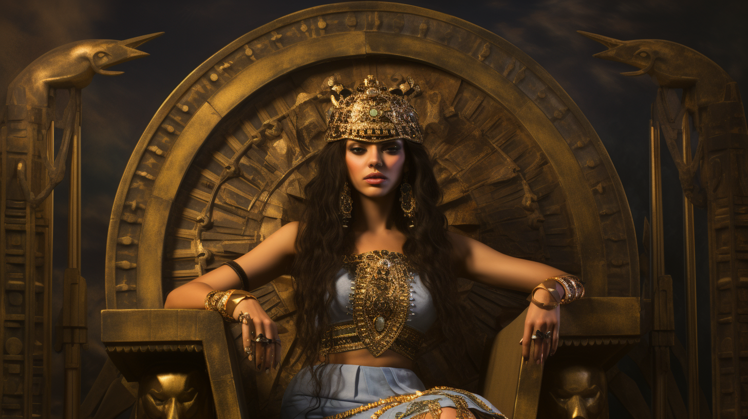 Cleopatra sitting at throne at 18