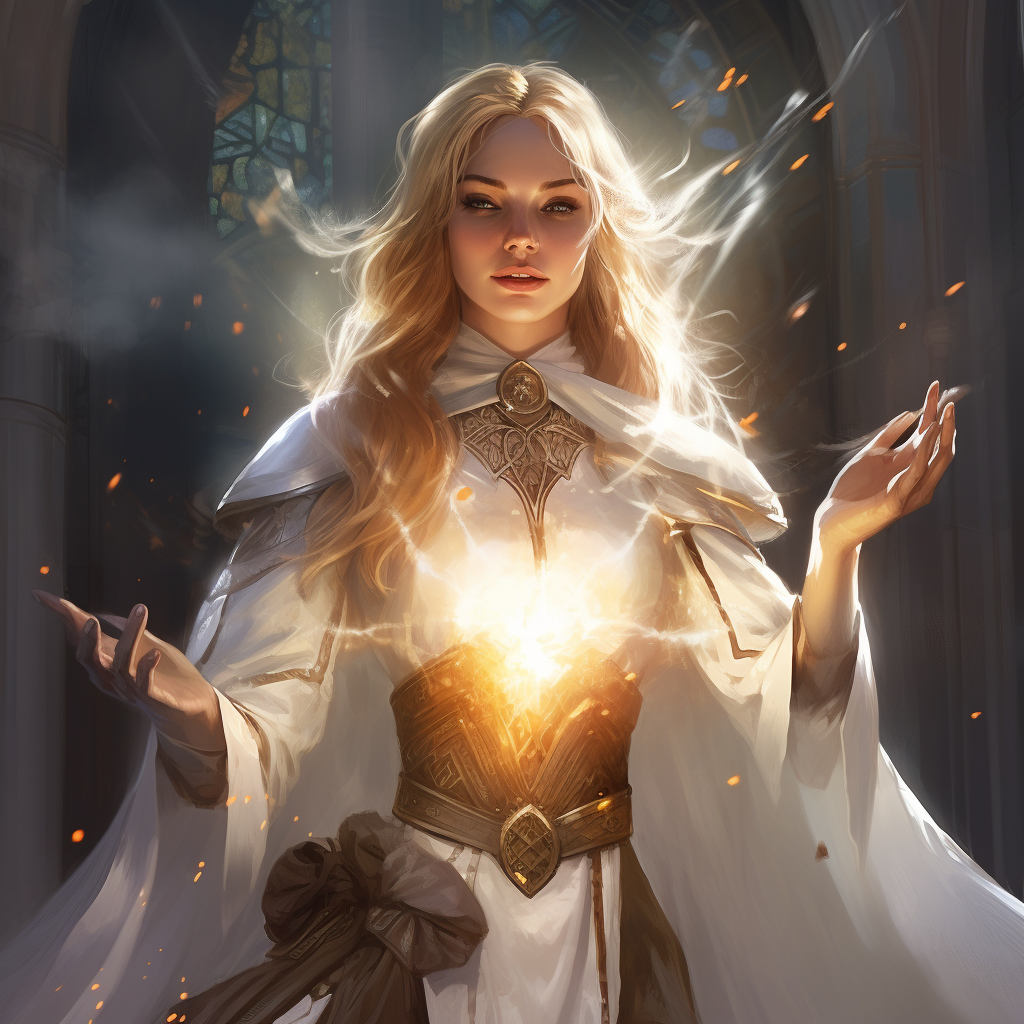 Cleric casting radiant healing spell