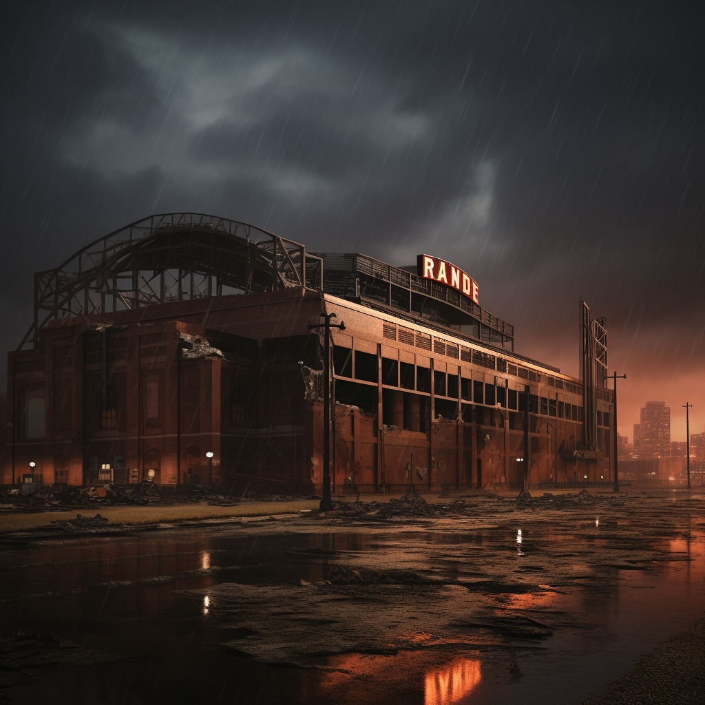 Night view of Cleveland Browns Stadium