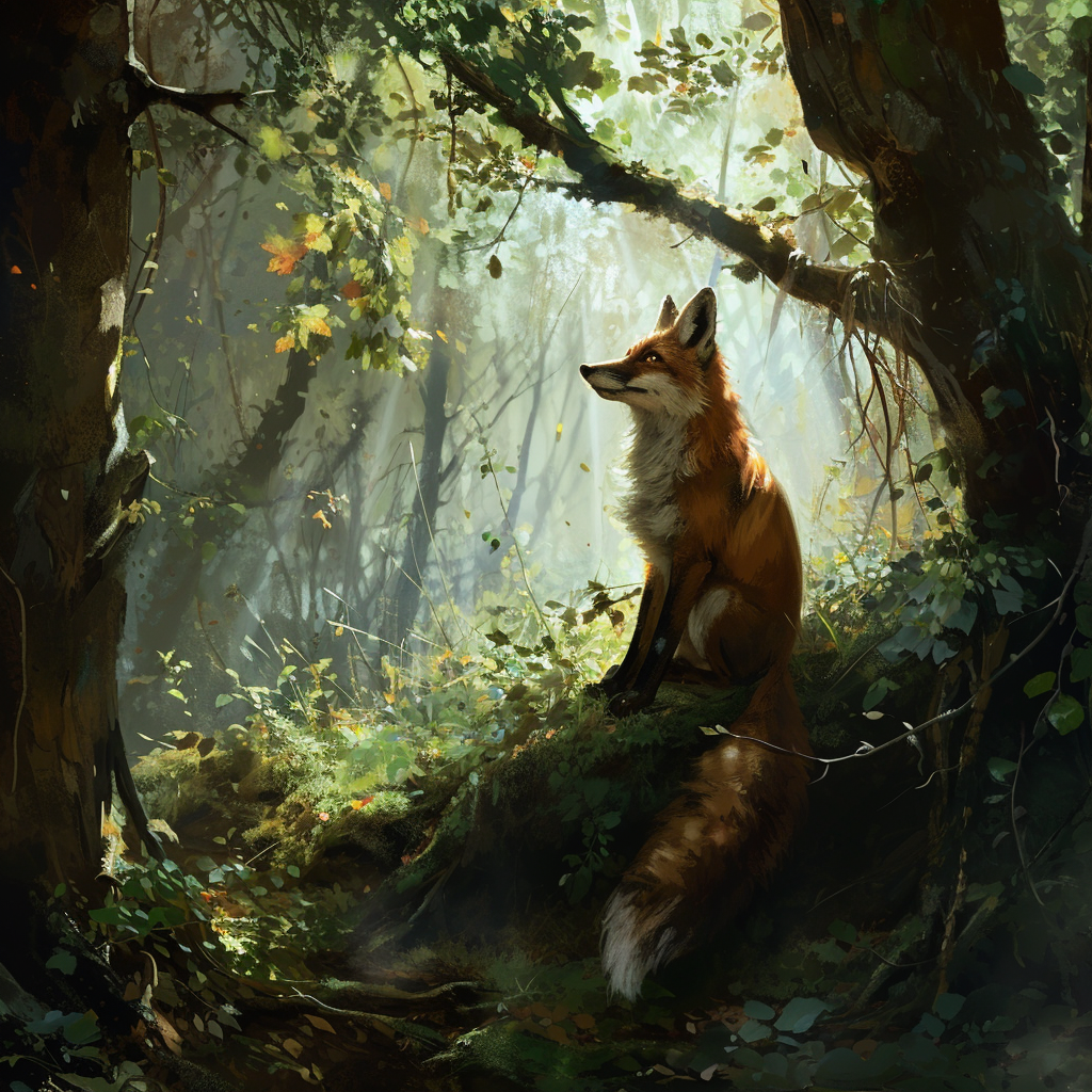 Image of a clever fox searching for treasure