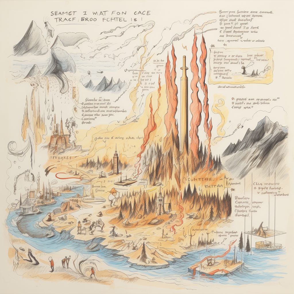 Archaic drawing of climate change theory