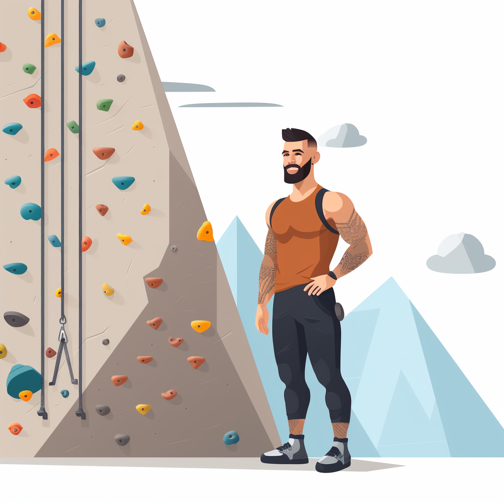 Man standing at climbing wall