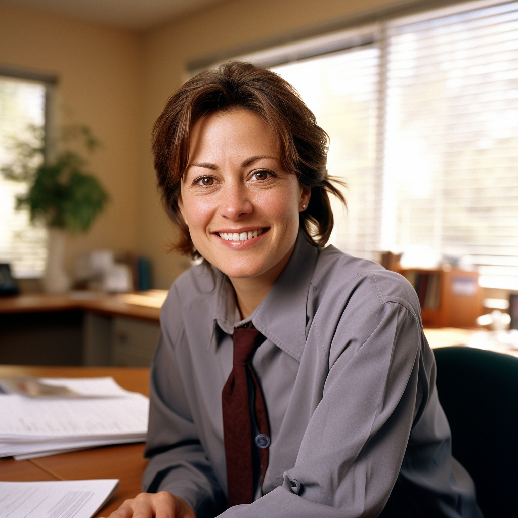 Clinic Manager Smiling at Desk