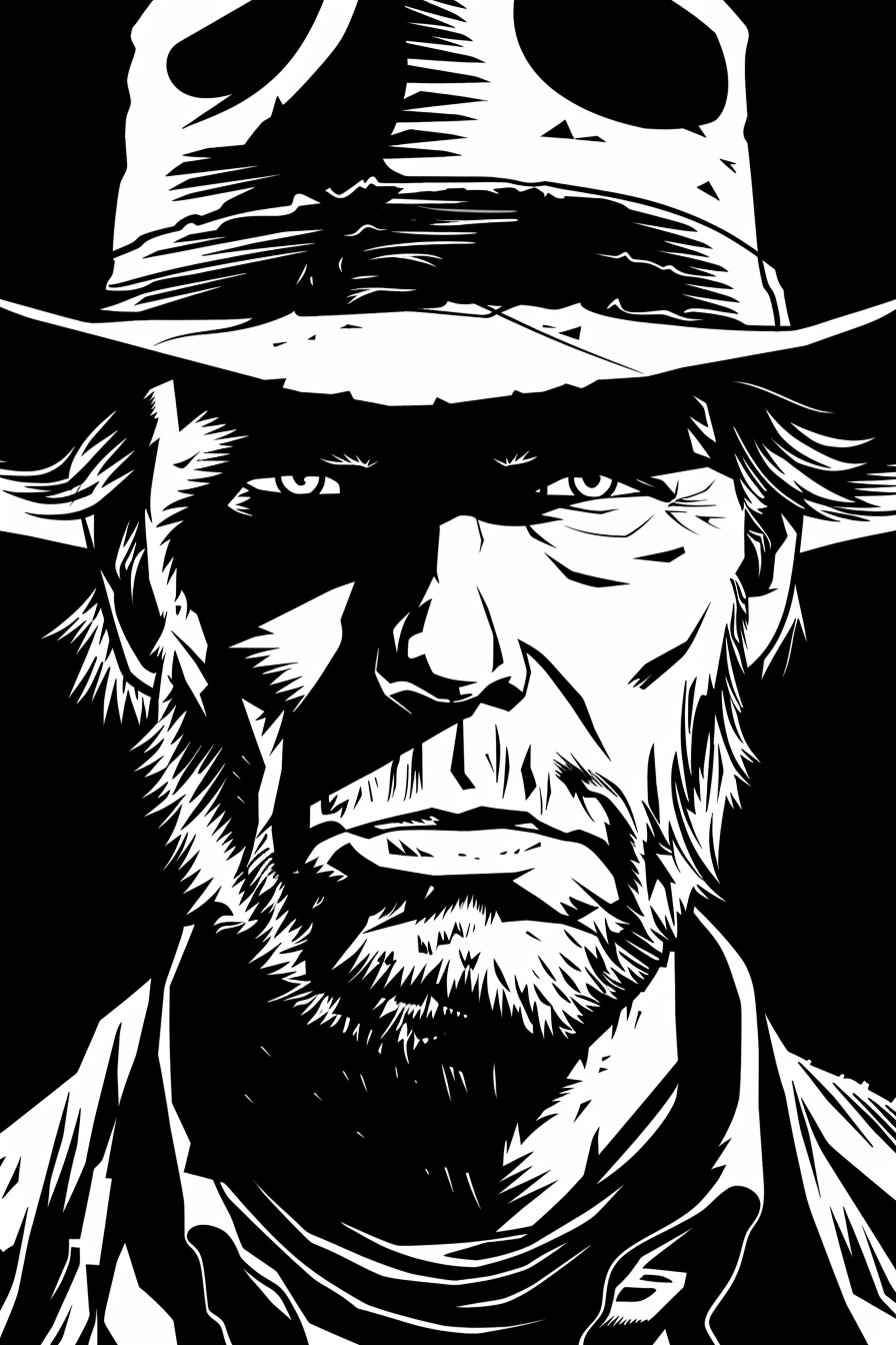 Actor Clint Eastwood Cartoon Stencil