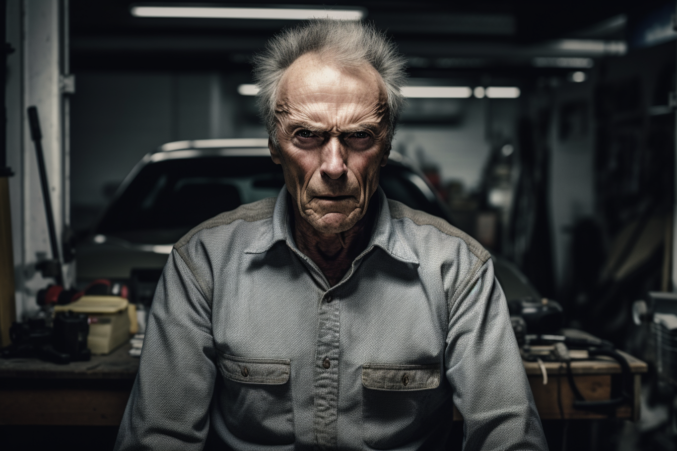 Clint Eastwood in Car Workshop