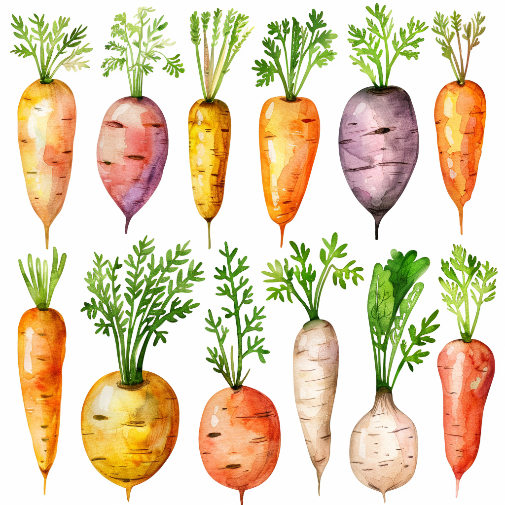 Watercolor Carrots Clipart Set