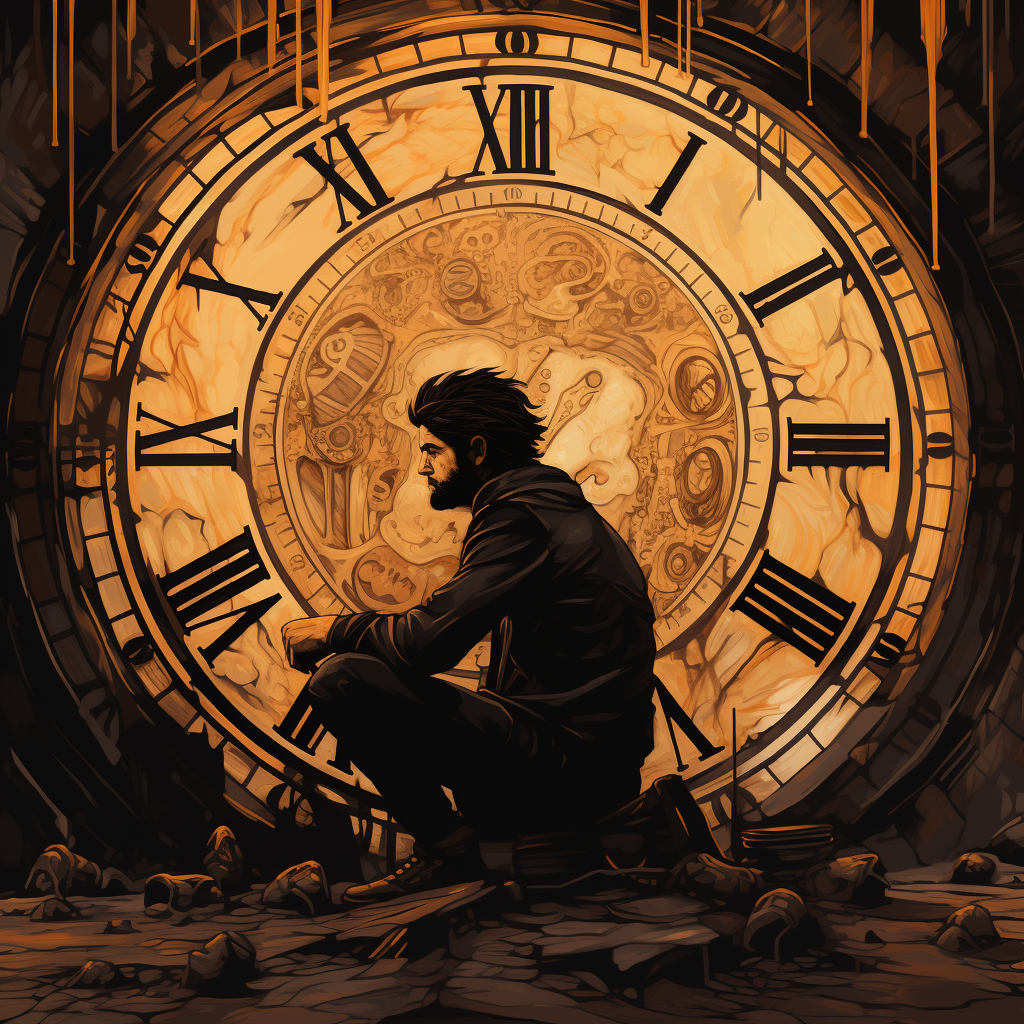 Man sitting on clock