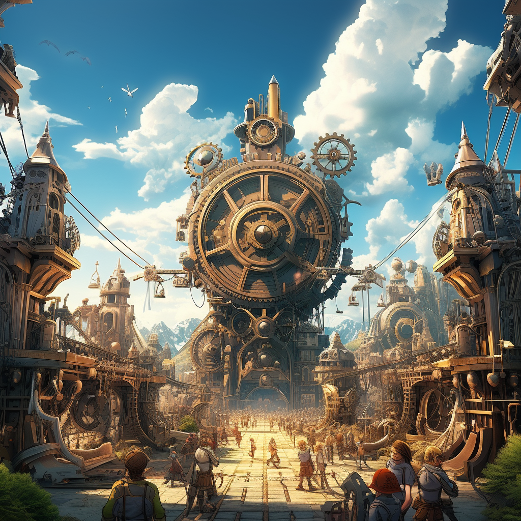 Intricate clockwork structures in a surreal wonderland