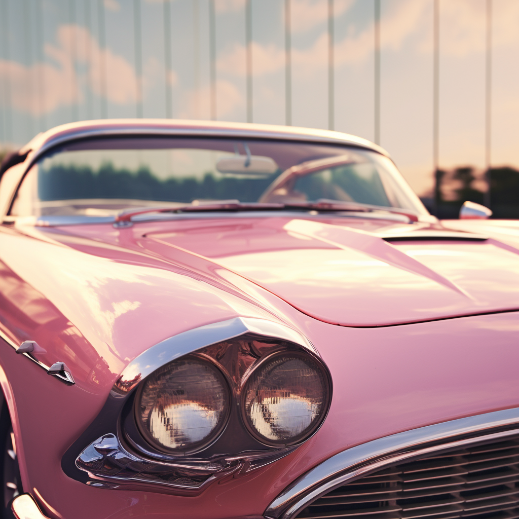 Close-Up of Pink Convertible Windshield