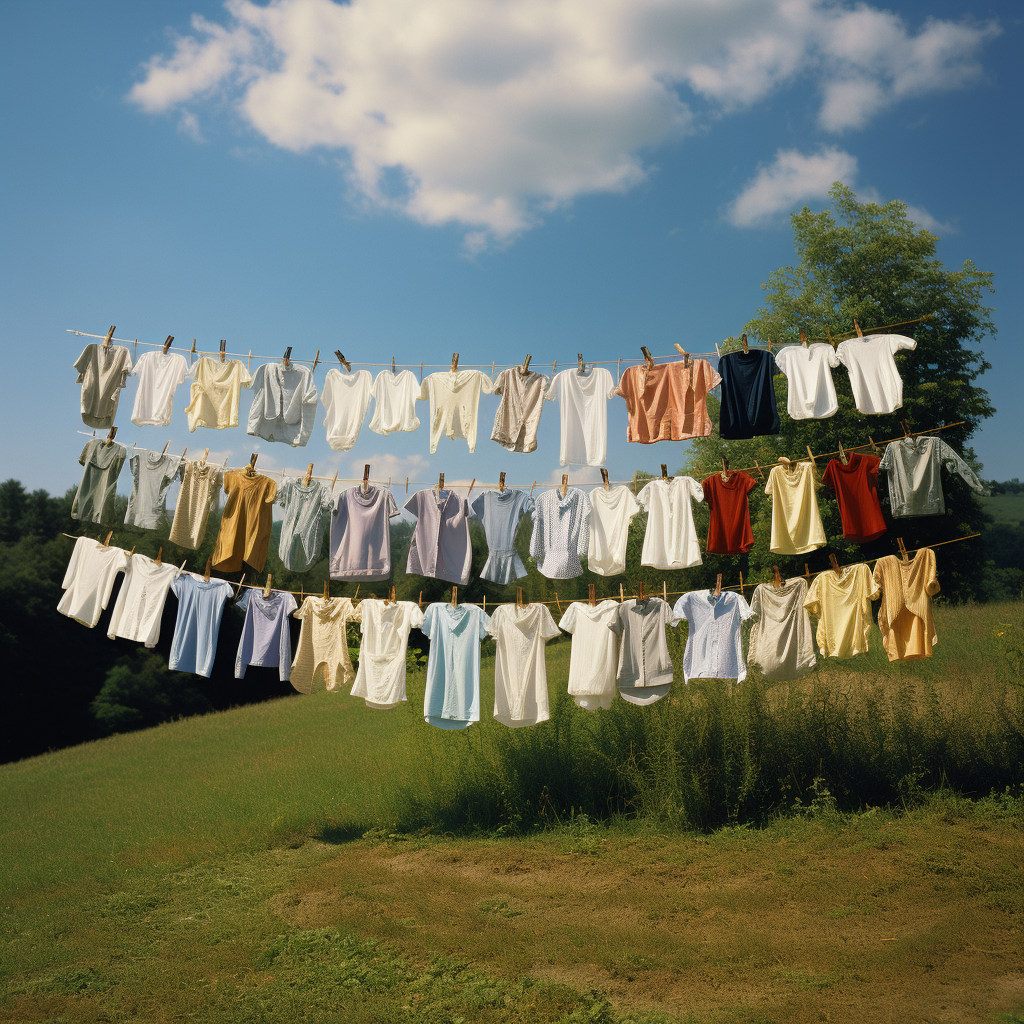 Beautiful clothes on a clothesline