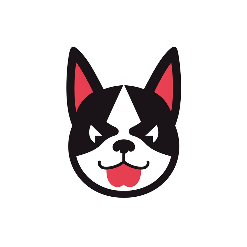 Minimalistic boston terrier mascot embroidery design