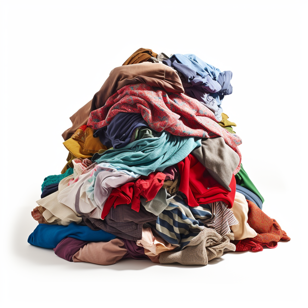 Stylish clothing pile on white background