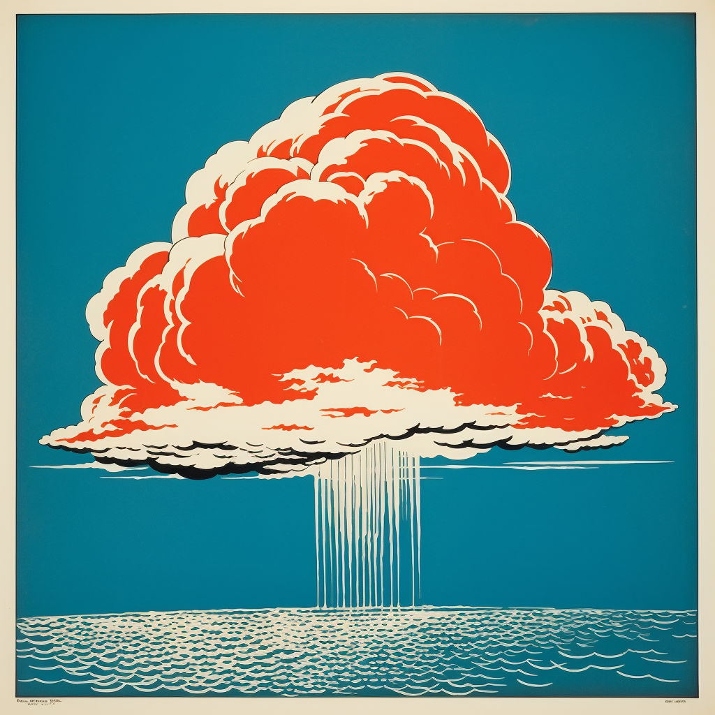 Art Deco cloud drawing poster