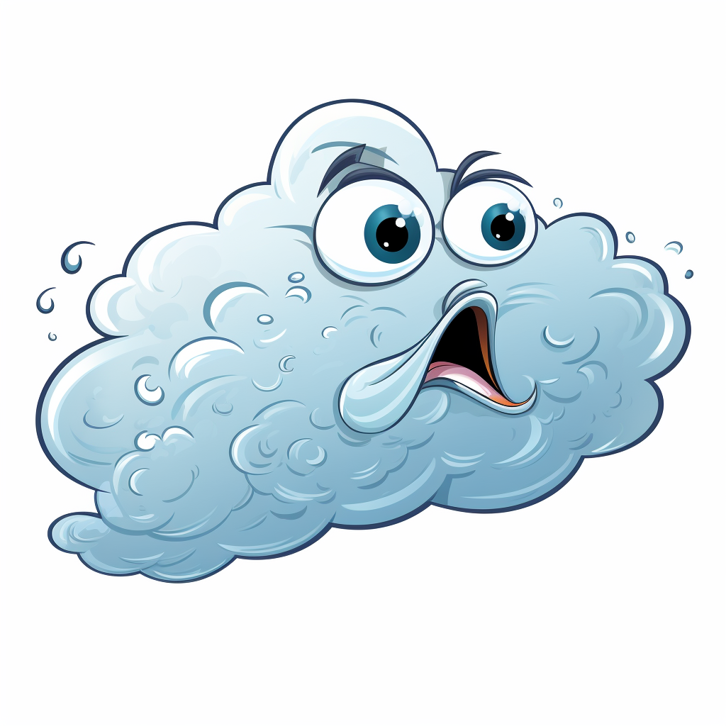 Cartoon cloud blowing wind on transparent background