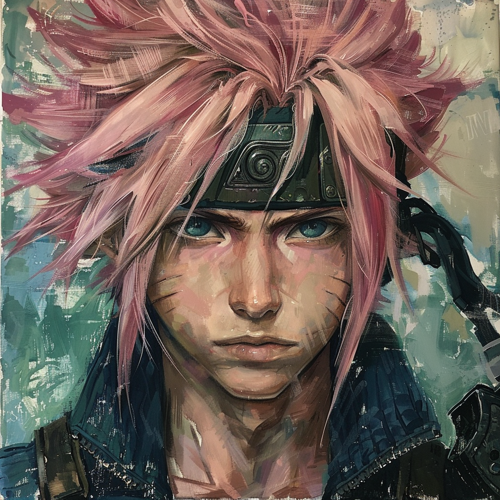 Cloud Strife with pink hair