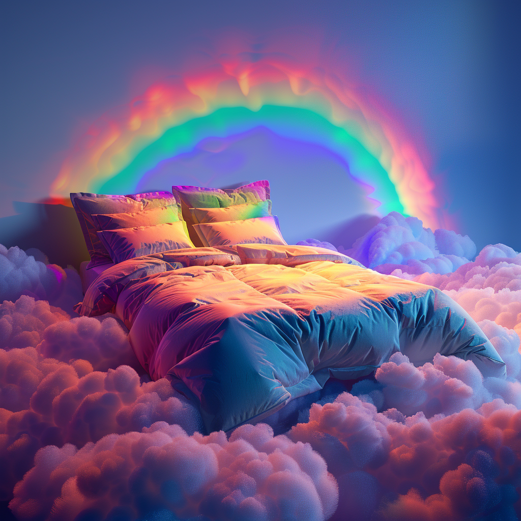 Cloud Bed with Rainbow Lighting