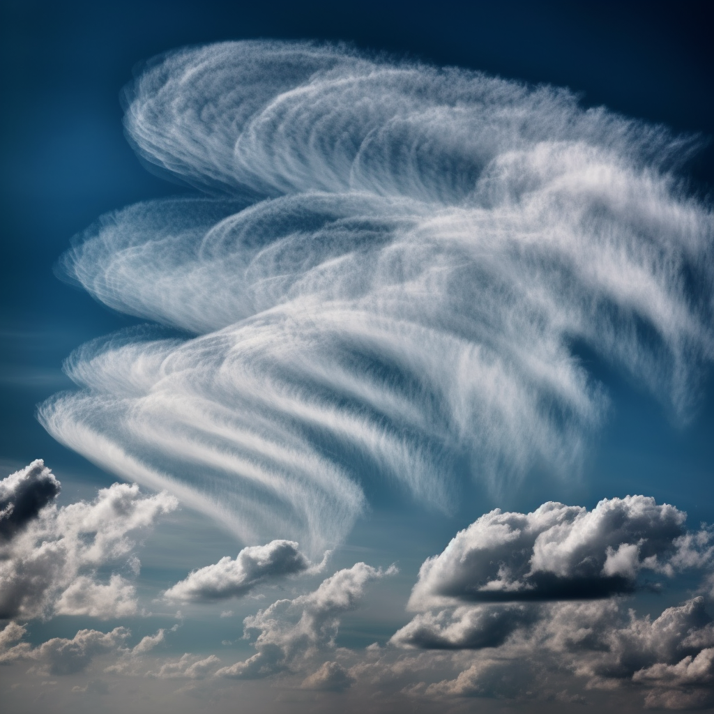 Cloud blowing in wind, simple lines