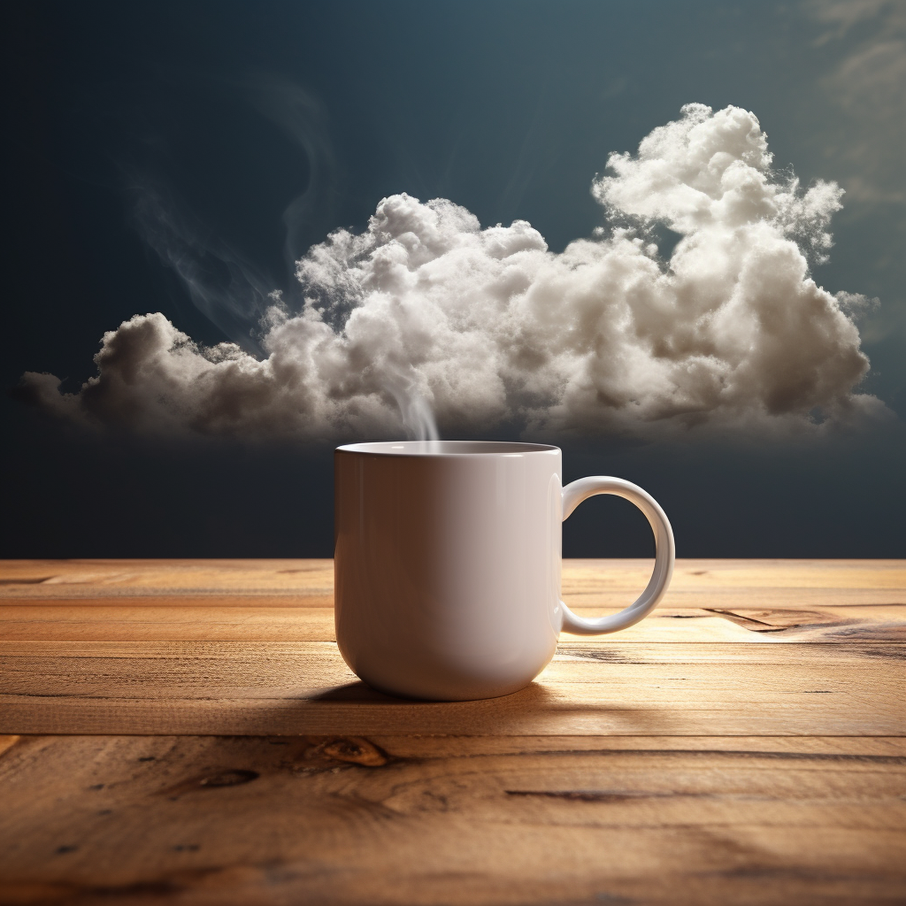 Beautiful Cloud Mug on Oak Table