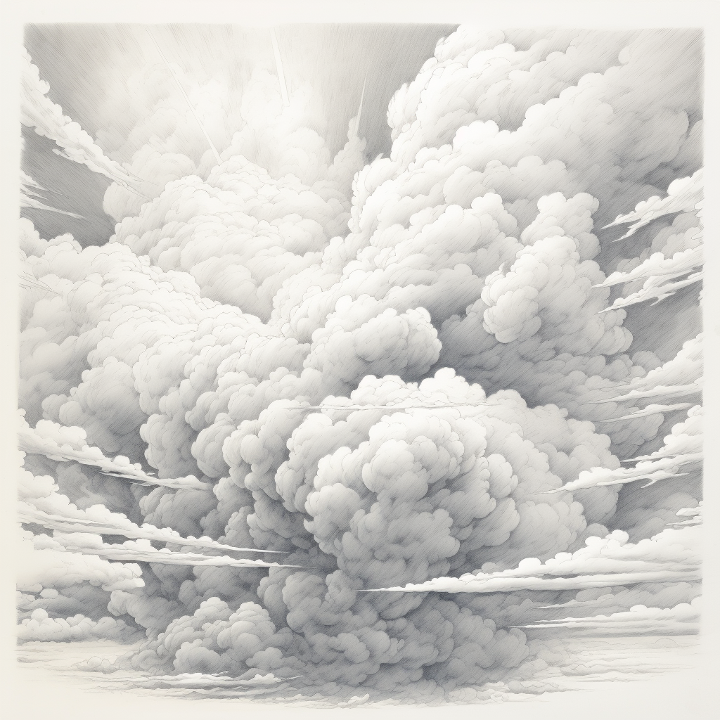 Beautiful clouds sketch with sharp contrast