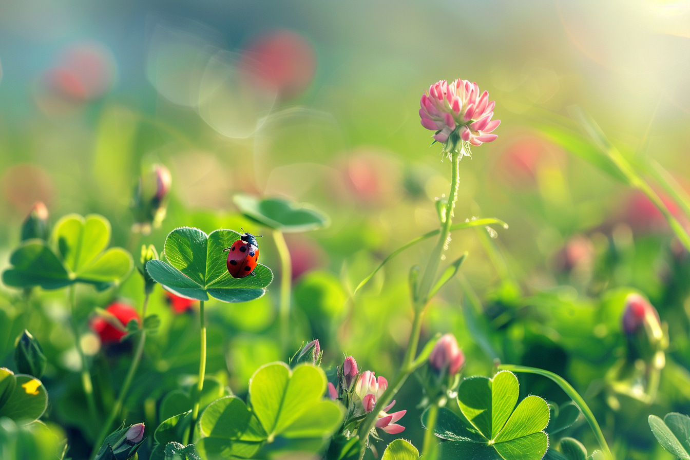 Ladybug on Clover Leaf Photo