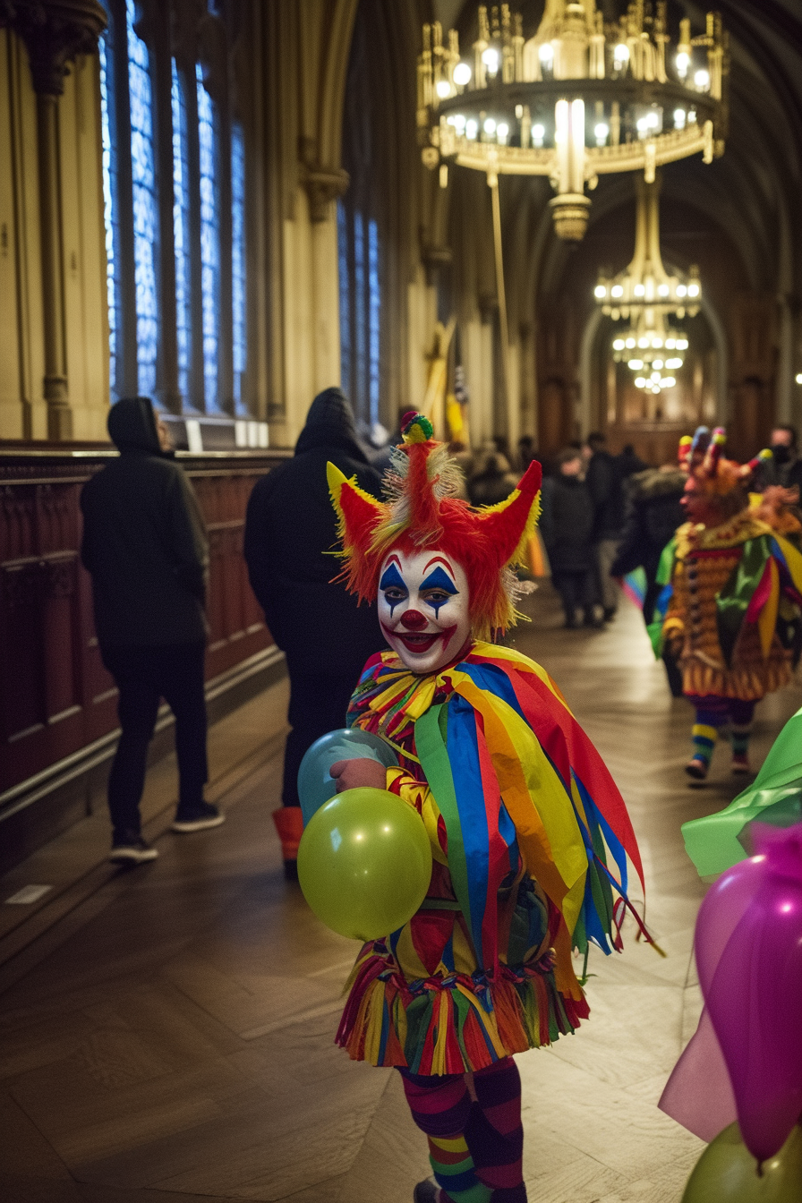 Clowns in Parliament Hall