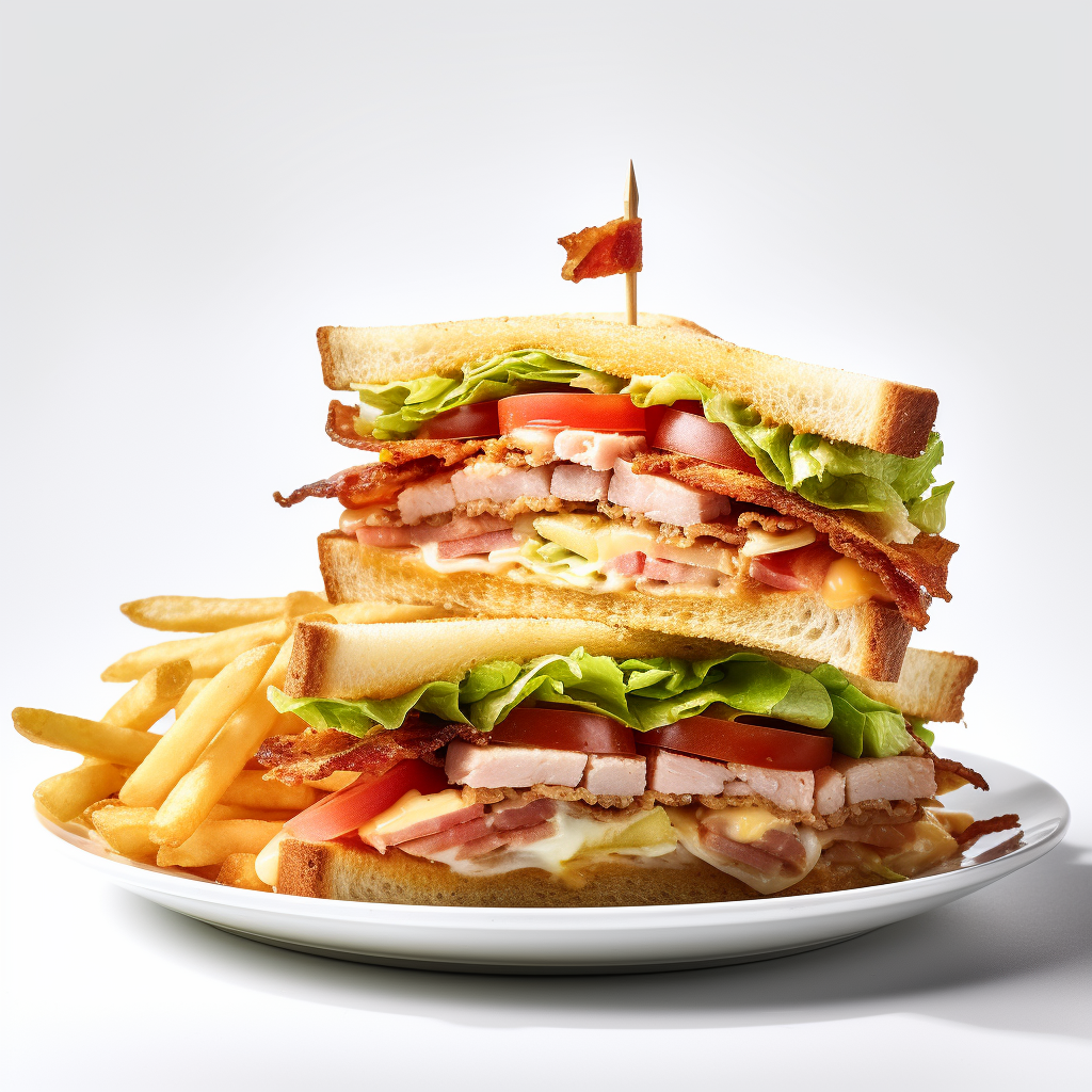 Club sandwich with French fries