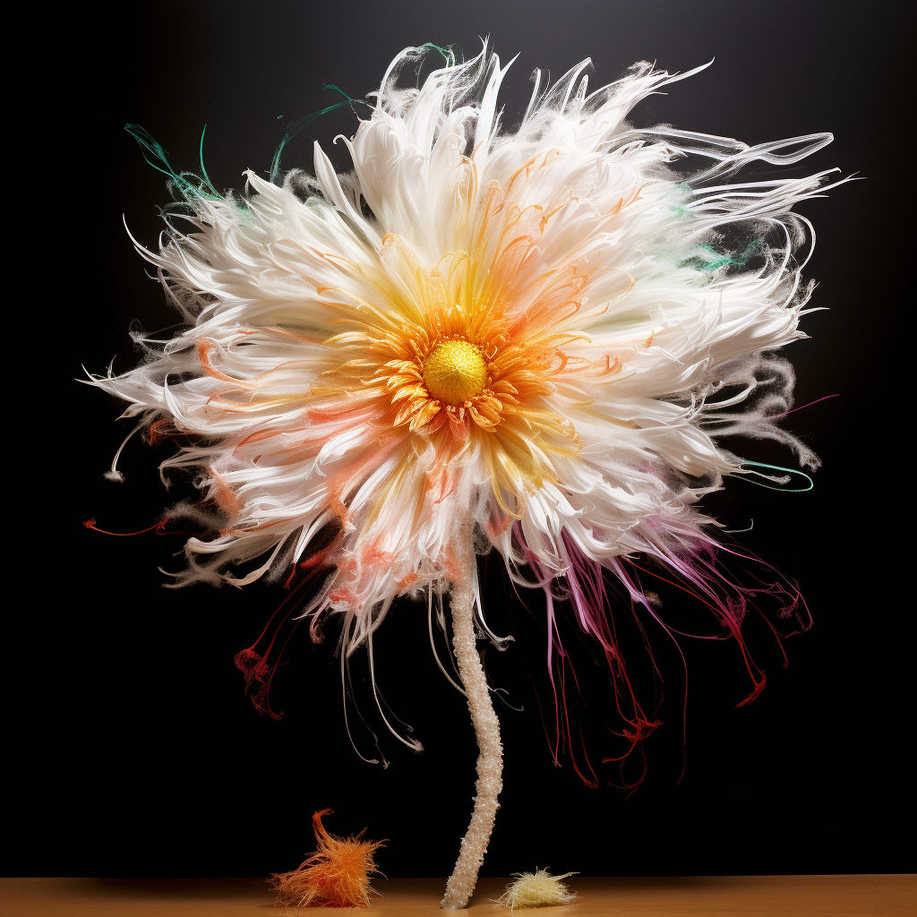 Colorful Crayon Drawing of a Chrysanthemum Flower