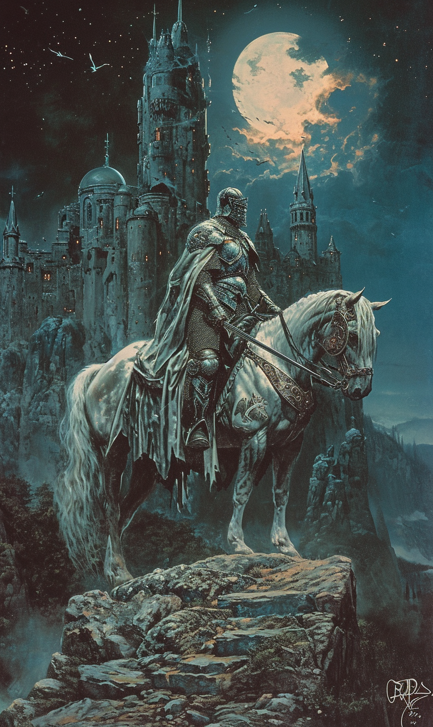 Middle Aged Knight Fantasy Lithograph